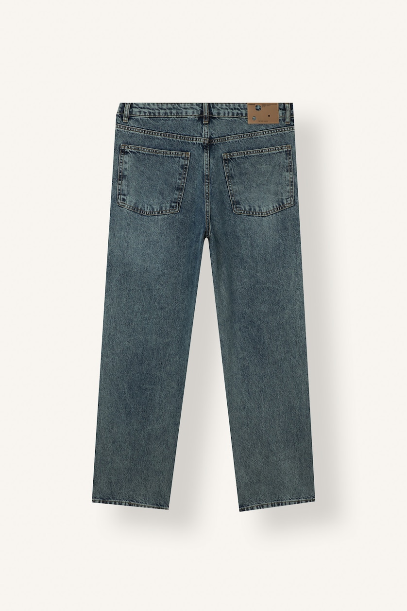Men Dark Blue Normal Waist Baggy Fit Trousers