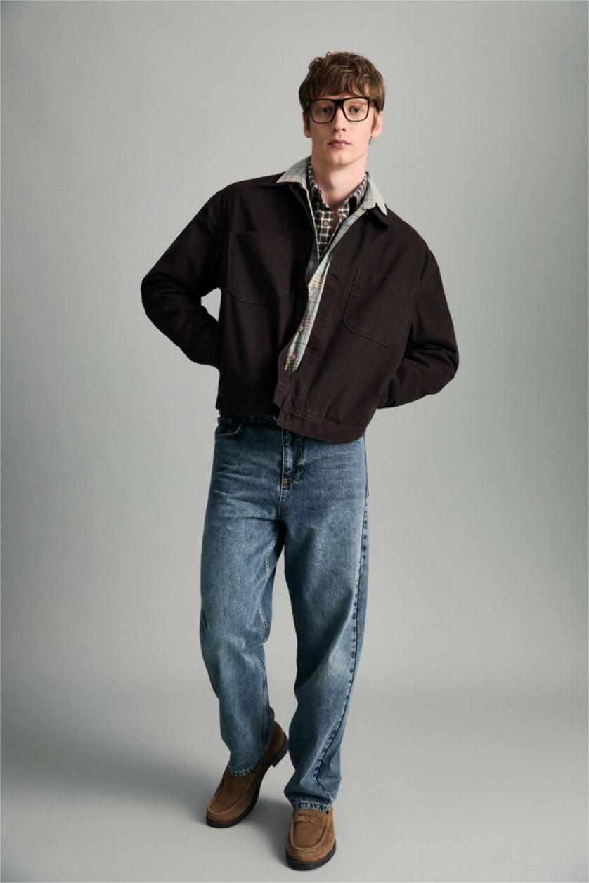 Erkek Koyu Mavi Baggy Fıt Pantolon