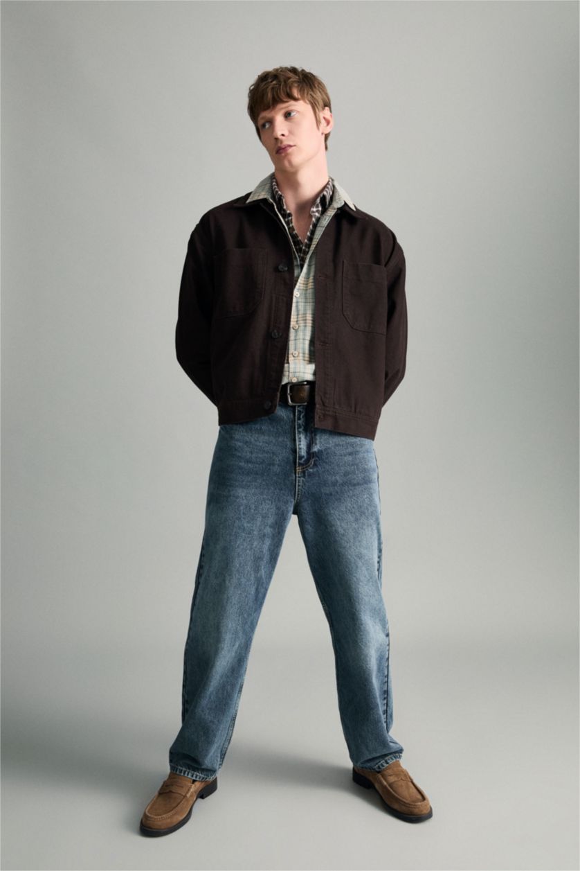 Erkek Koyu Mavi Baggy Fıt Pantolon