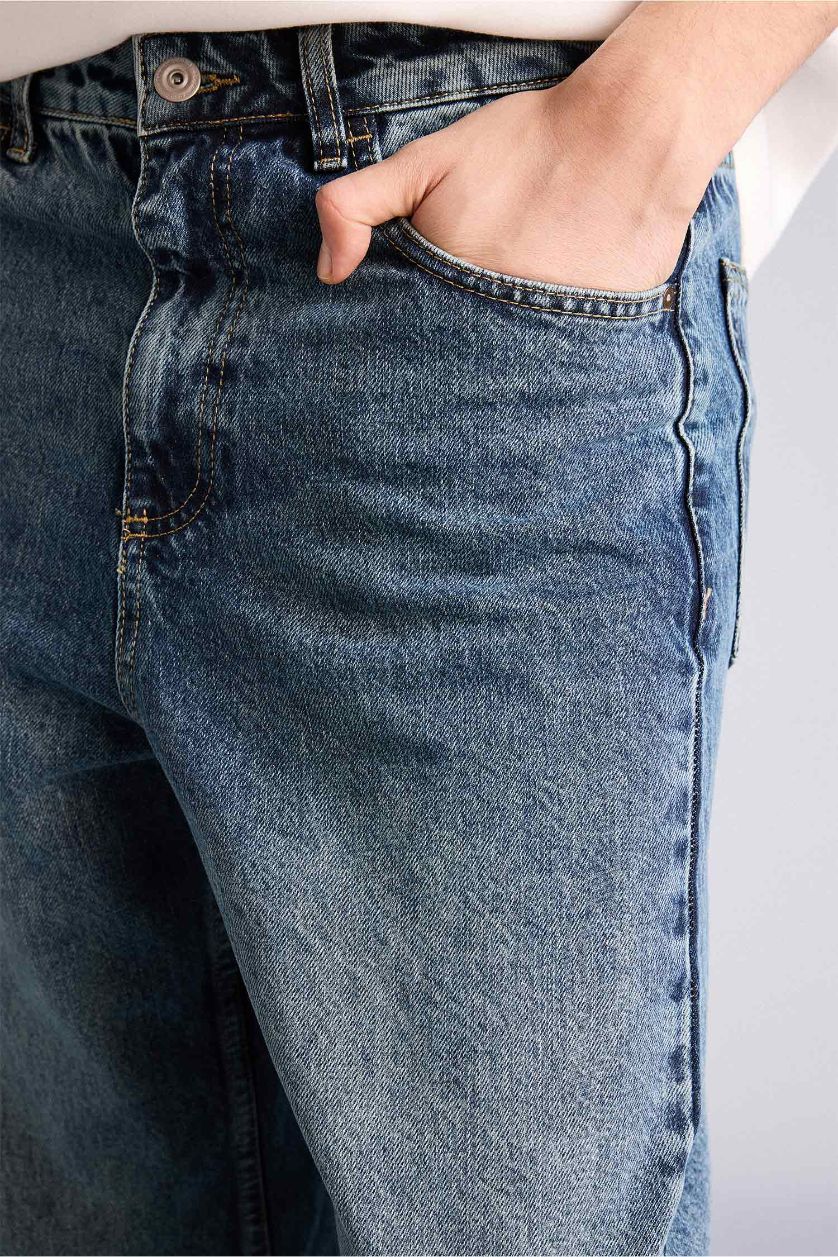 Erkek Koyu Mavi Baggy Fıt Pantolon