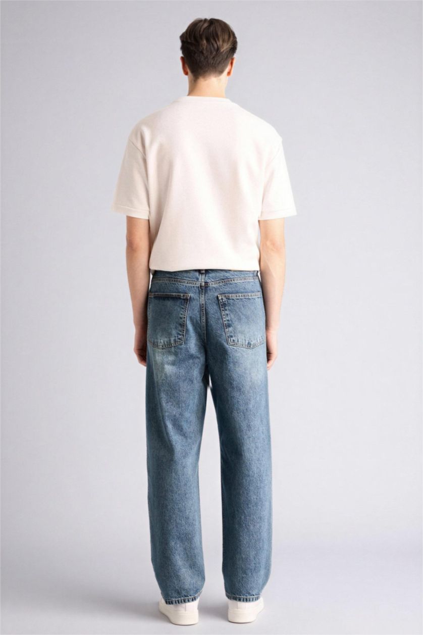 Erkek Koyu Mavi Baggy Fıt Pantolon