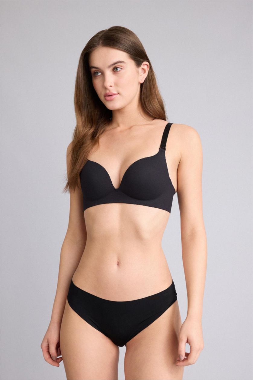 Женщины Черный Fall in Love из микроволокна с чашечками с чашечками без косточек Бюстгалтер