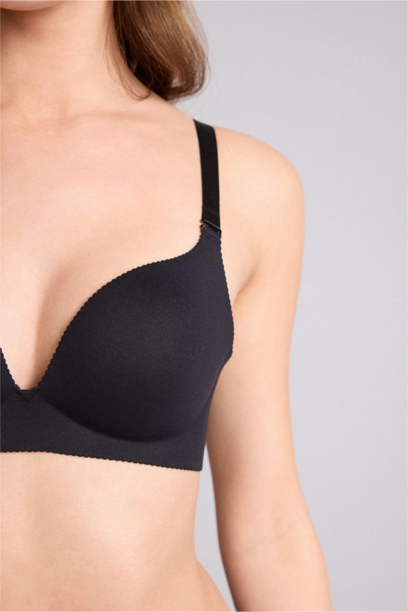 Женщины Черный Fall in Love из микроволокна с чашечками с чашечками без косточек Бюстгалтер