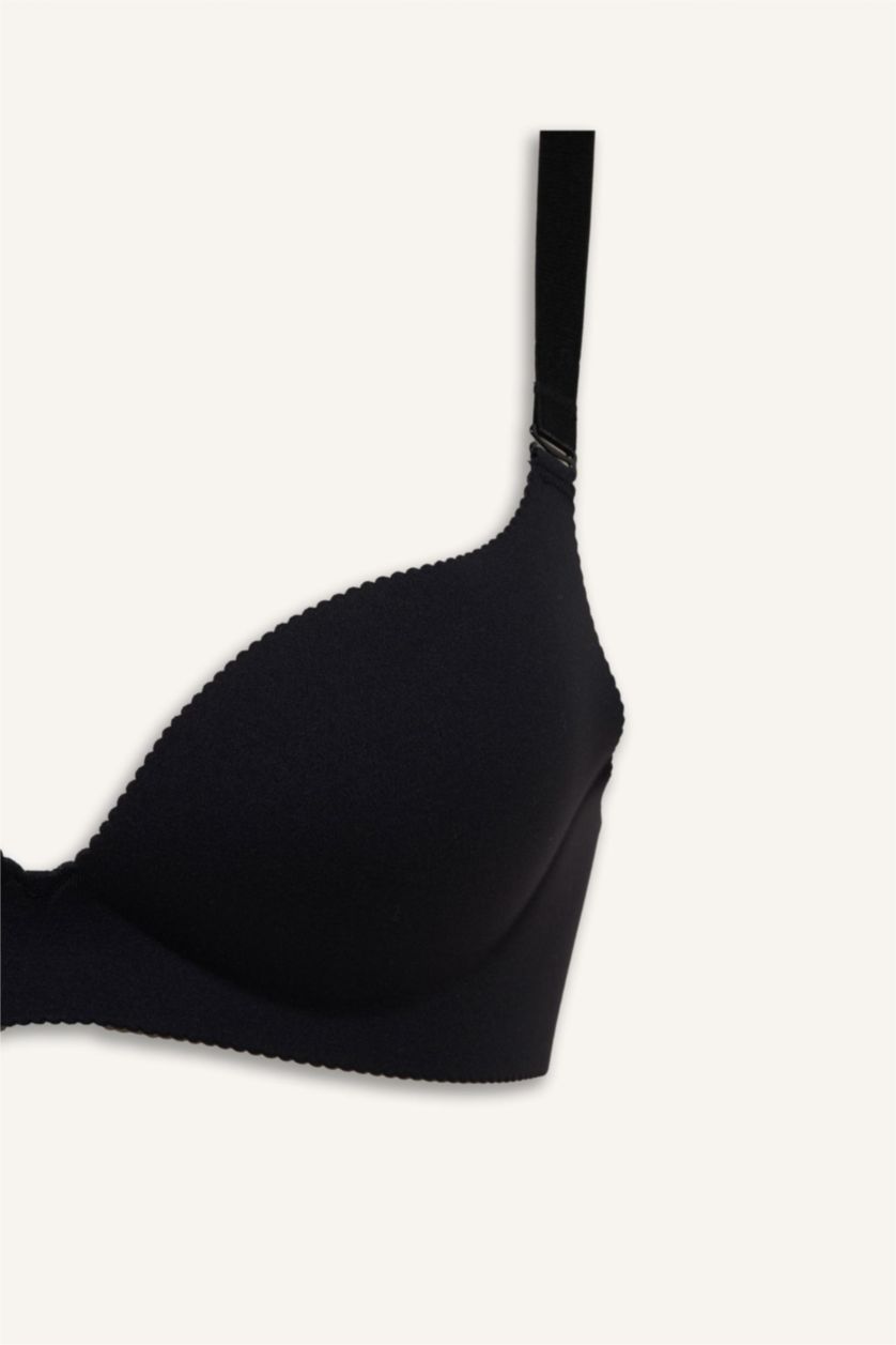 Женщины Черный Fall in Love из микроволокна с чашечками с чашечками без косточек Бюстгалтер