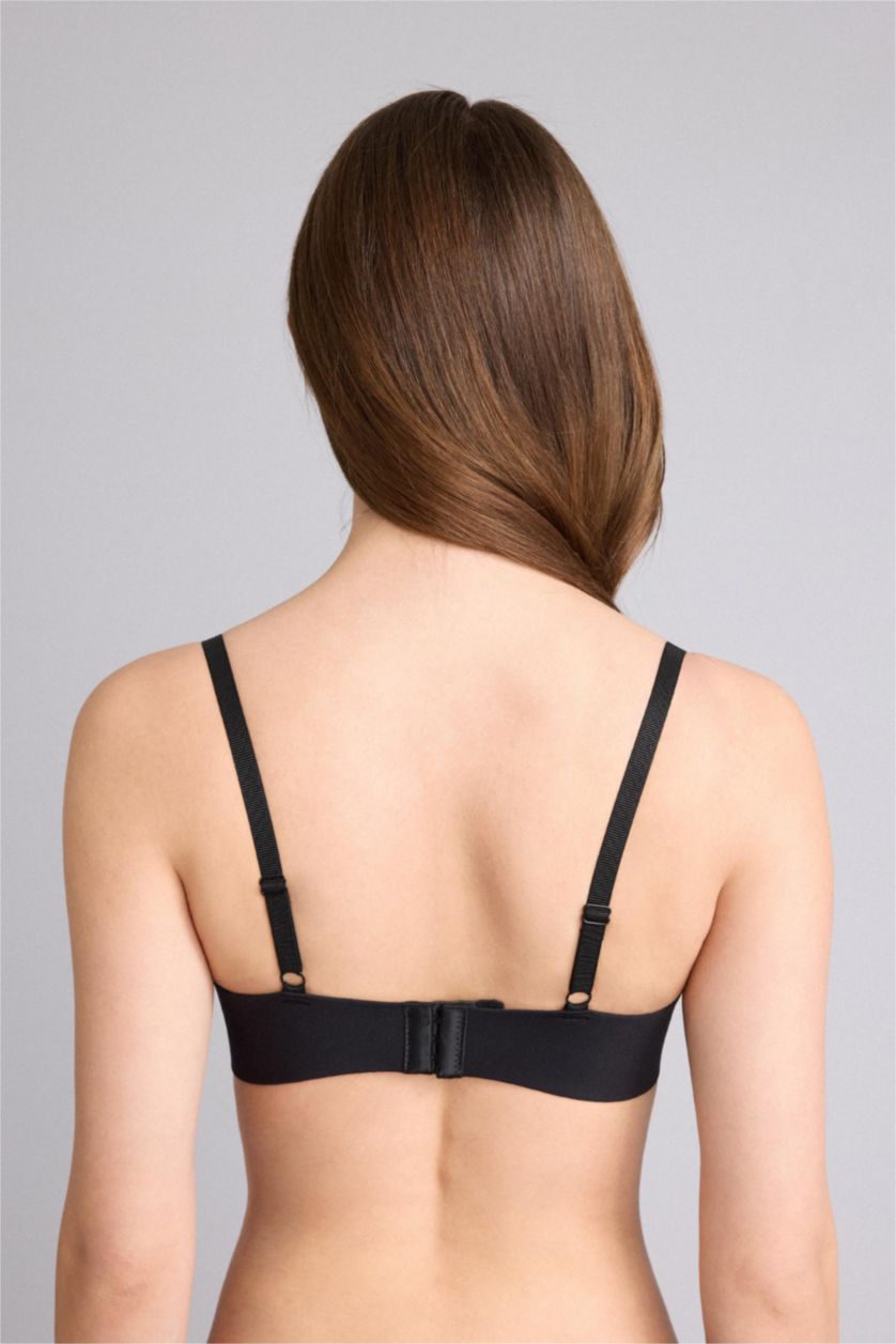 Kadın Siyah Micro Kaplı Yarım Dolgulu Balensiz Tişört Bra