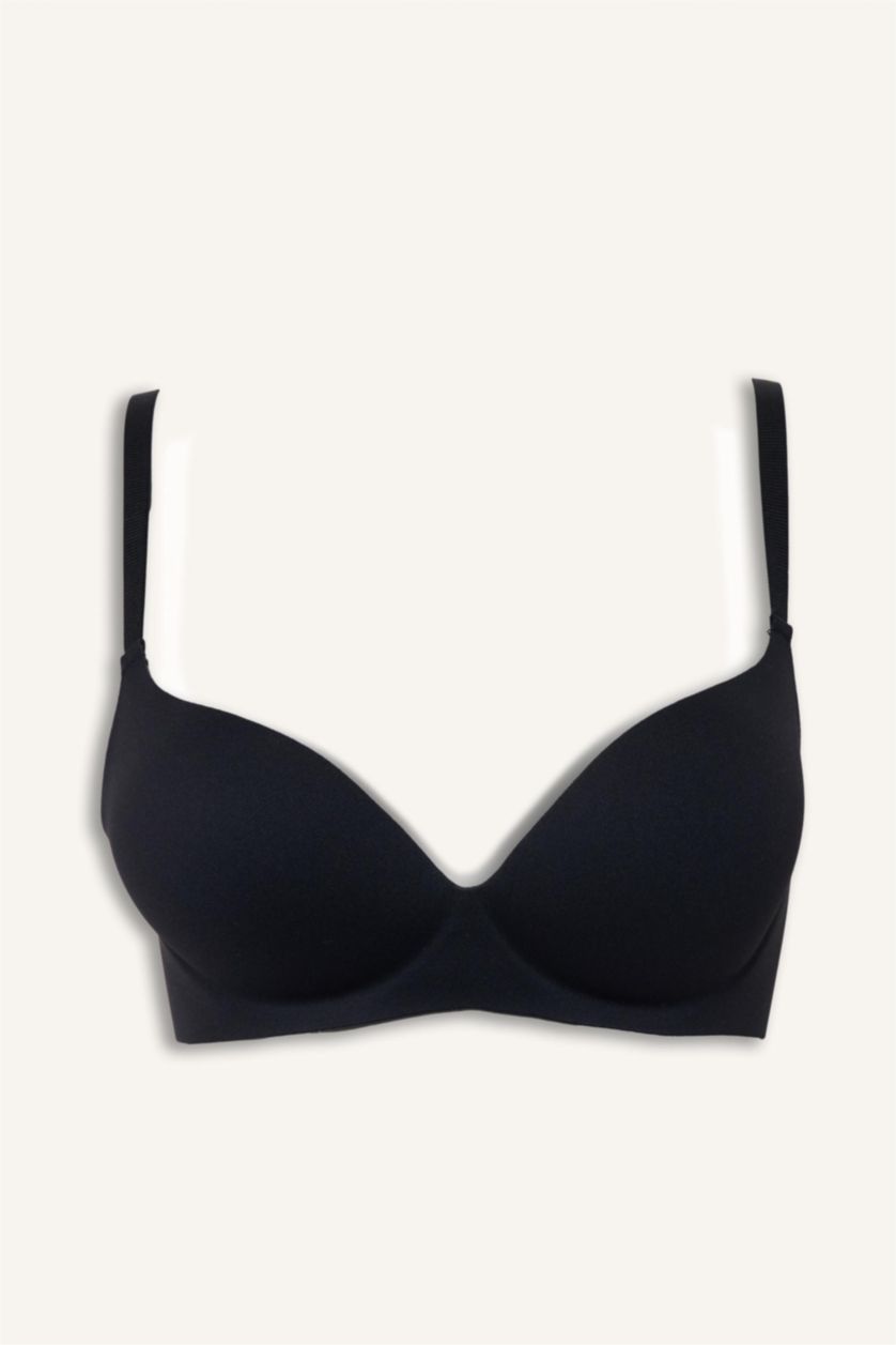 Kadın Siyah Micro Kaplı Yarım Dolgulu Balensiz Tişört Bra