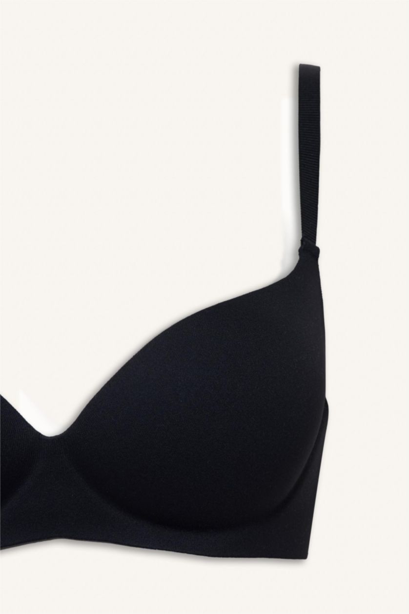 Kadın Siyah Micro Kaplı Yarım Dolgulu Balensiz Tişört Bra