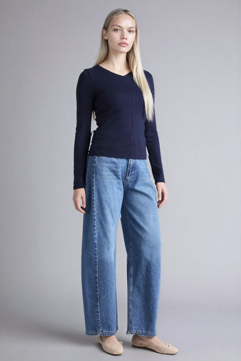 Kadın Lacivert Slım Fıt Basıc Modal Tişört