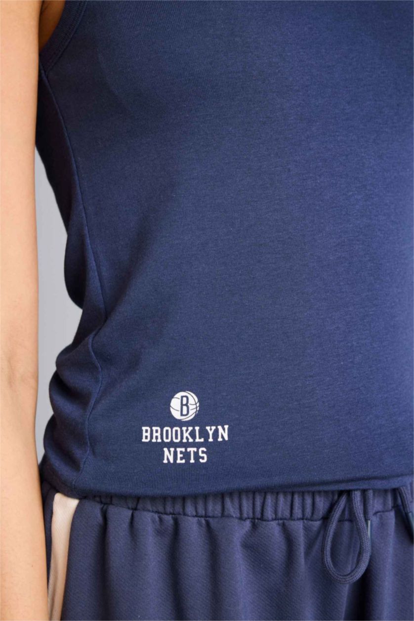 Женщины Индиго Спортивная майка Slim Fit NBA Brooklyn Nets из модала с V-образным вырезом