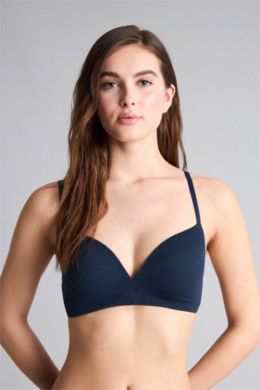 نساء ميلانج كحلي حمالة الصدر مبطن مبطن من قطعتين