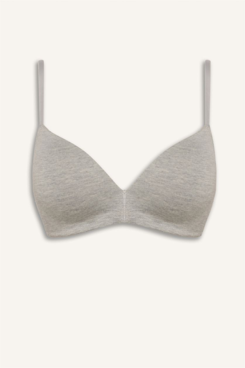 Kadın Lacivert Melanj Pamuklu Kaplı Pedli Balenli 2'li Tişört Bra