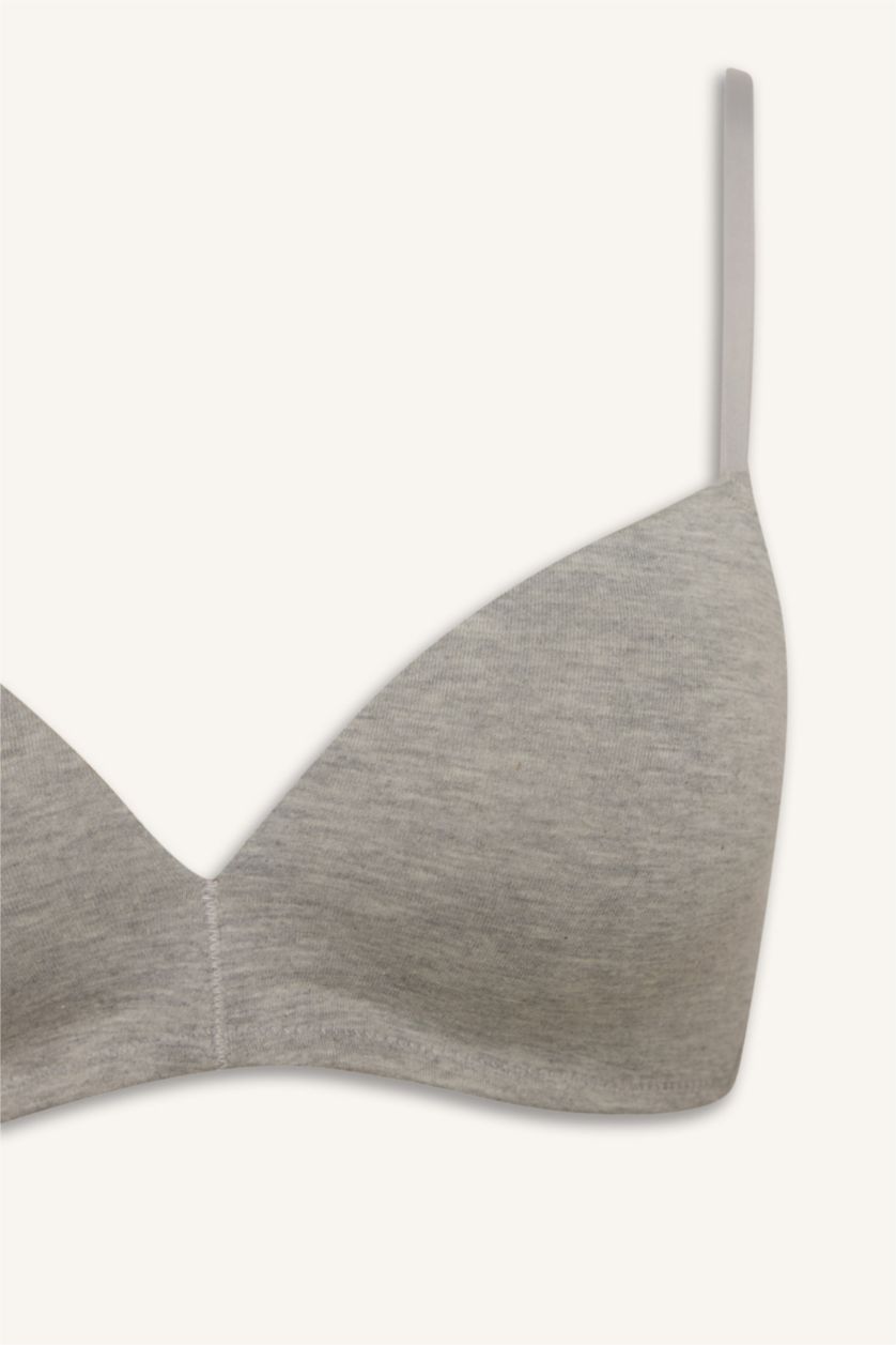 Kadın Lacivert Melanj Pamuklu Kaplı Pedli Balenli 2'li Tişört Bra