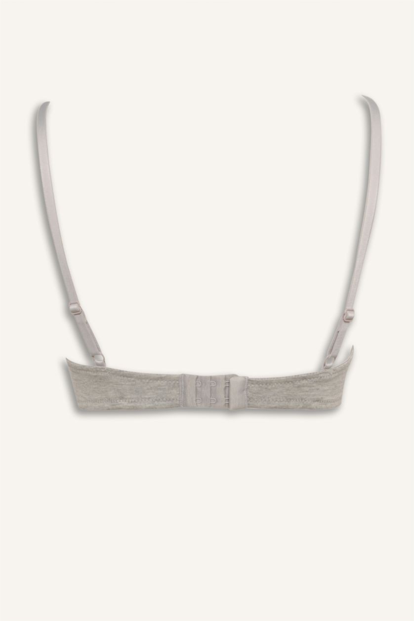 Kadın Lacivert Melanj Pamuklu Kaplı Pedli Balenli 2'li Tişört Bra