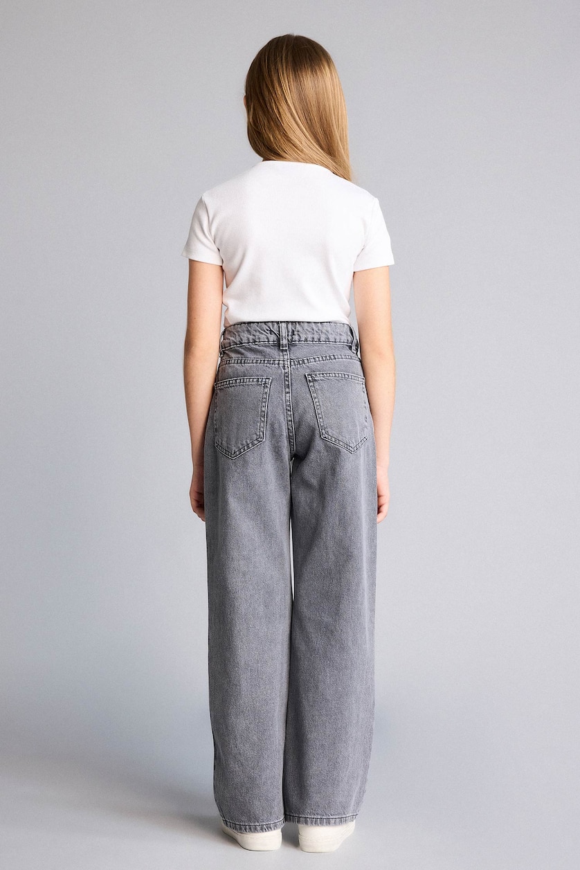 Young Girls - Teen Girls Grey Girl Straight Wide Jeans