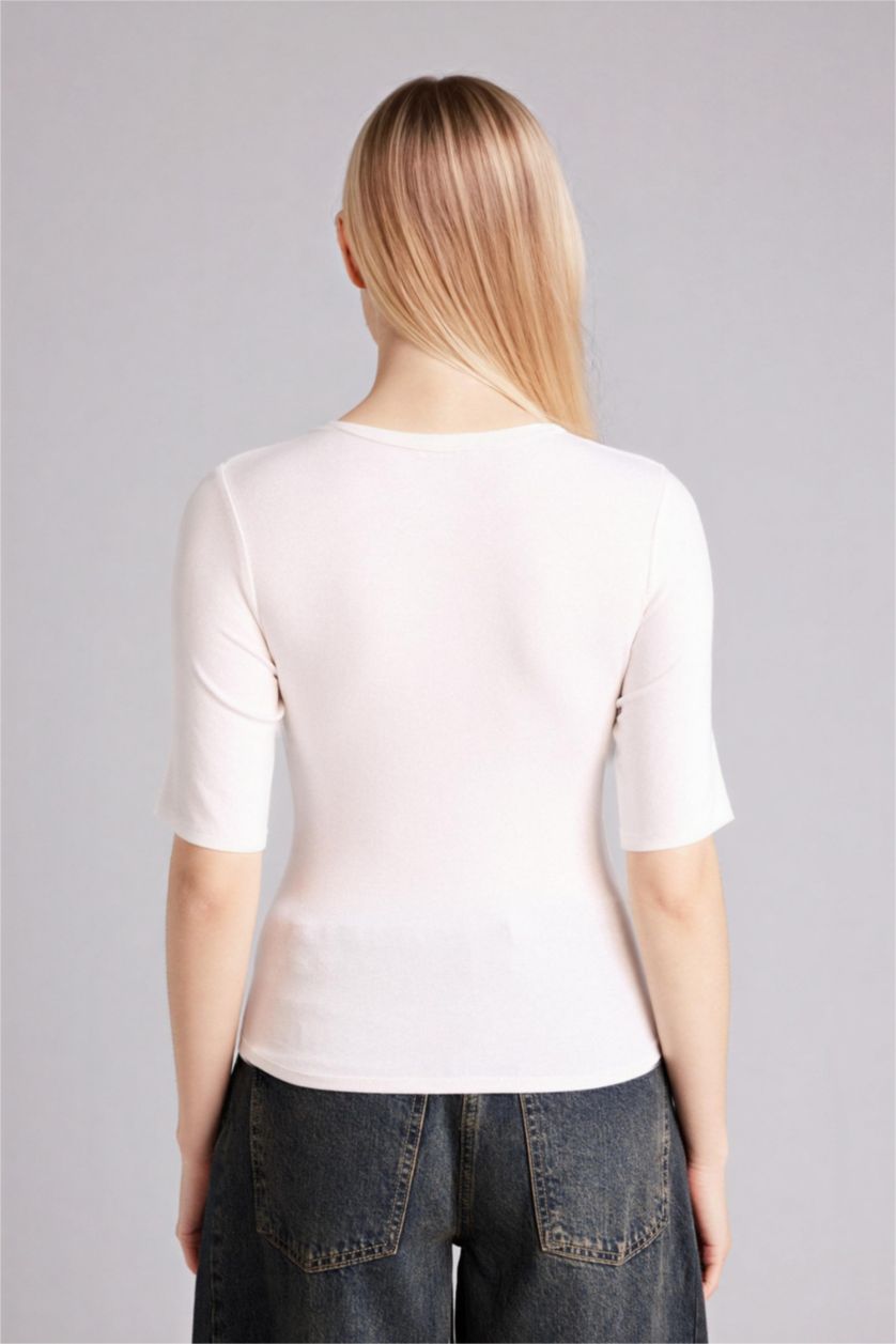 Женщины Бежевый Футболка Premium Regular Fit с круглым вырезом и коротким рукавом