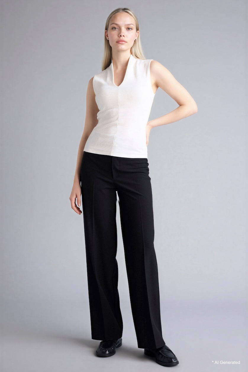 Women Ecru Slim Fit Camisole V-Neck Tank Top