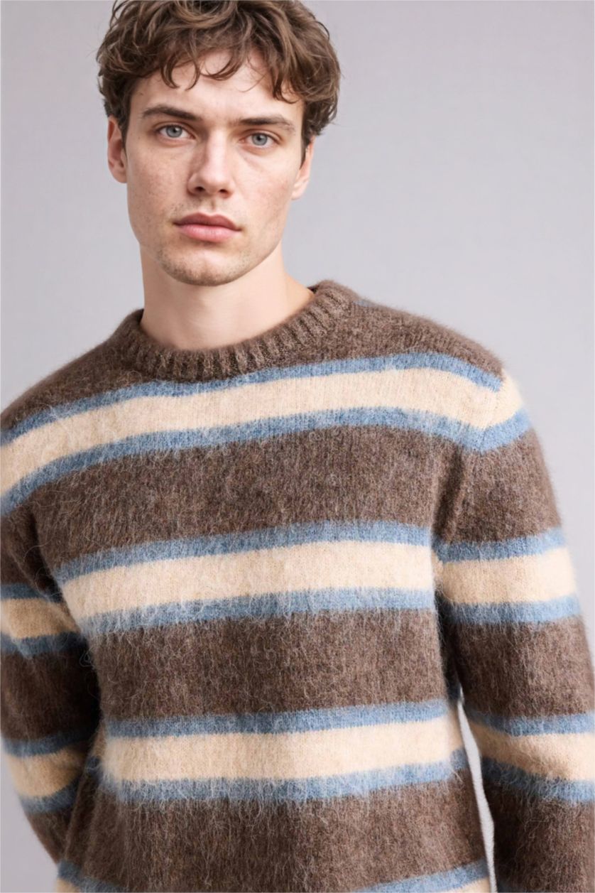 HOMME Marron Clair Pull en maille Coupe régulière