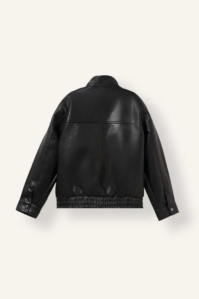 GARÇONS Noir Veste en cuir Coupe Oversize Garçon