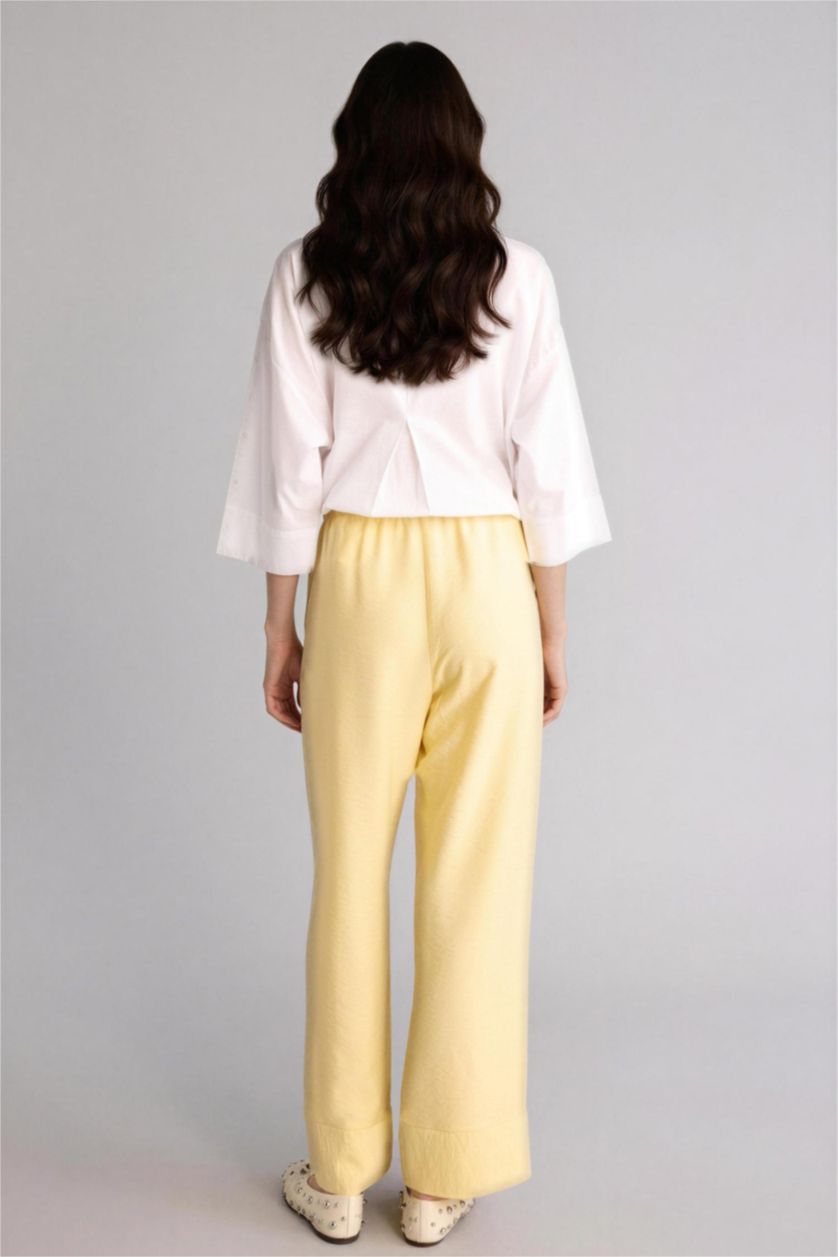 WOMAN Light Yellow Regular Fit Trousers