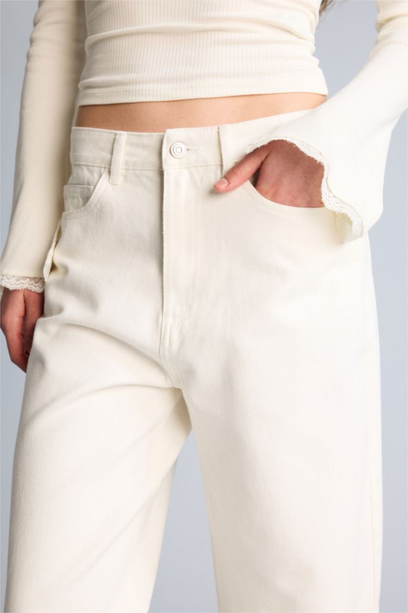 Әйелдерге АҚ Barrel Fit жоғары белді тік балақ ұзын джинс шалбар