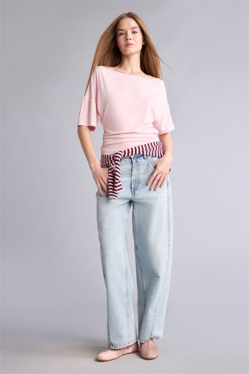 Женщины Светло-синий High Waist Trousers