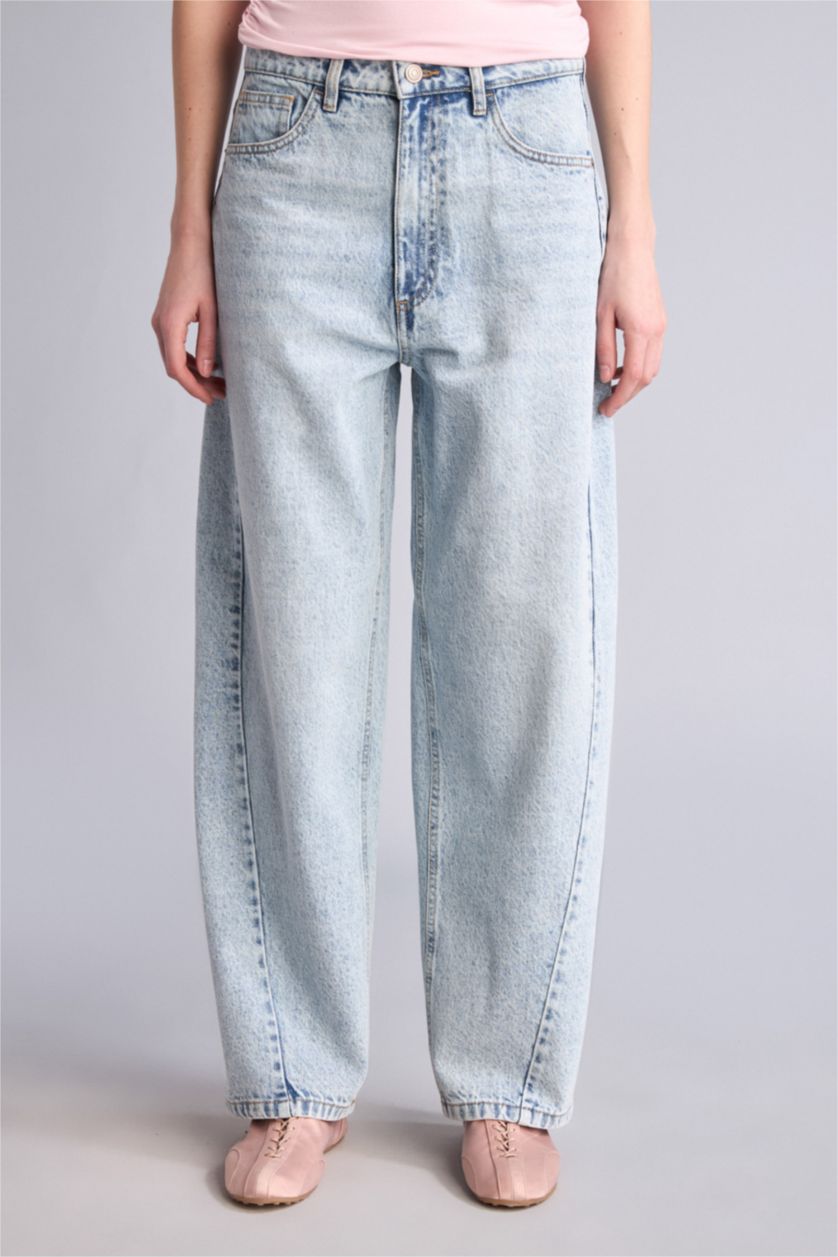 Женщины Светло-синий High Waist Trousers