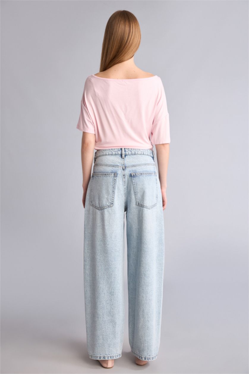 Женщины Светло-синий High Waist Trousers