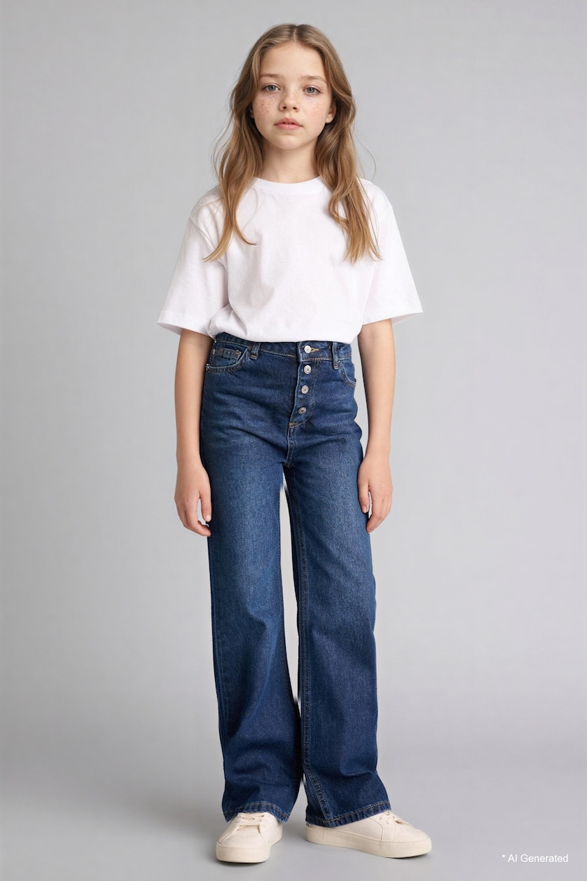 GIRLS & TEENS Dark Blue Girl Wide Leg Jeans