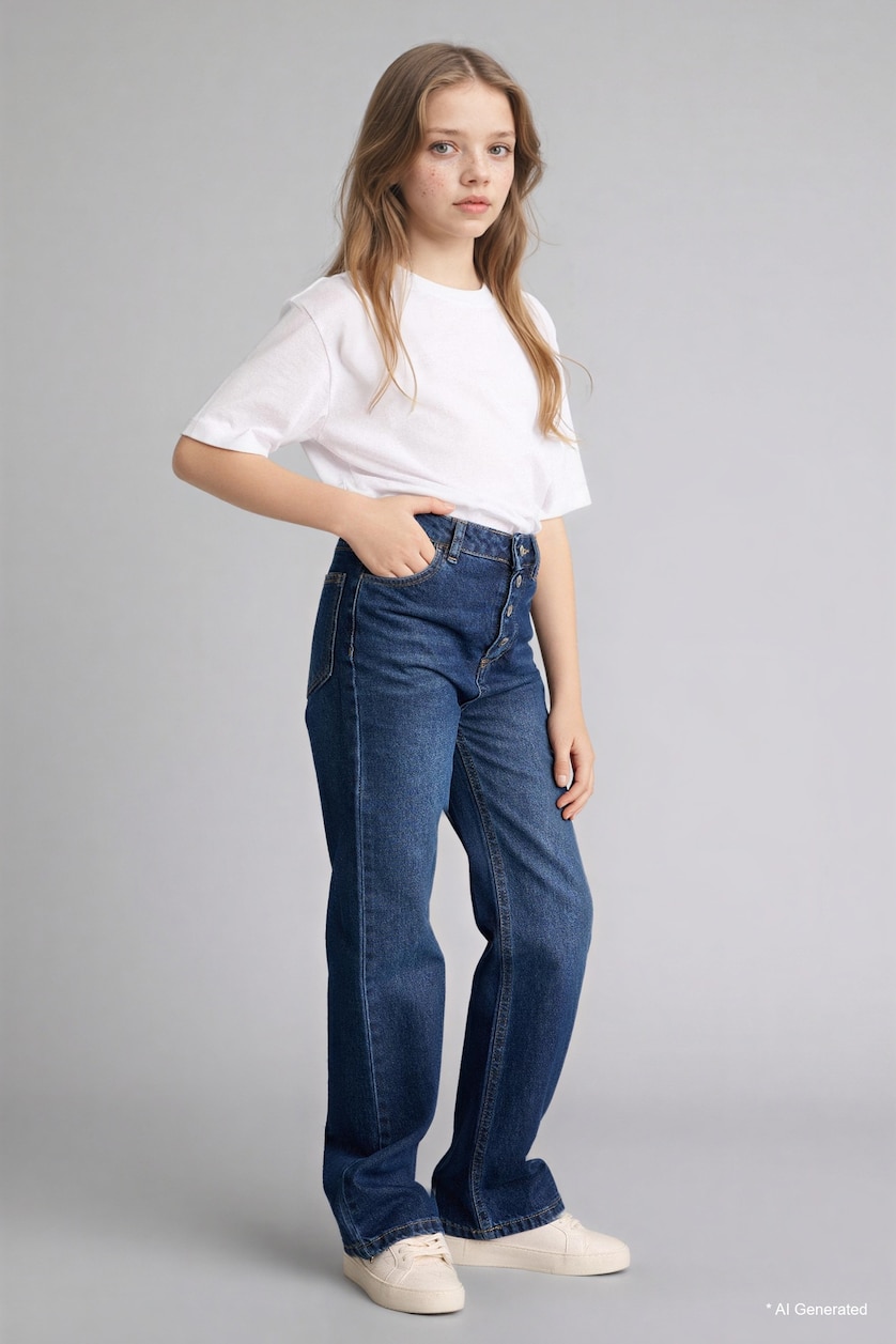 GIRLS & TEENS Dark Blue Girl Wide Leg Jeans