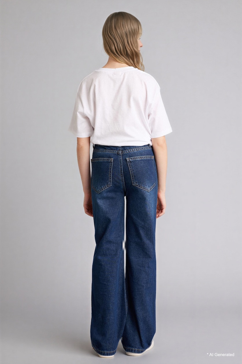 GIRLS & TEENS Dark Blue Girl Wide Leg Jeans