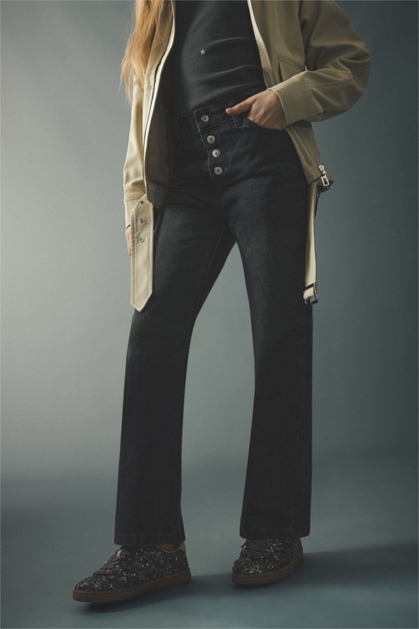 FILLES Noir Jean à jambes larges pour fille