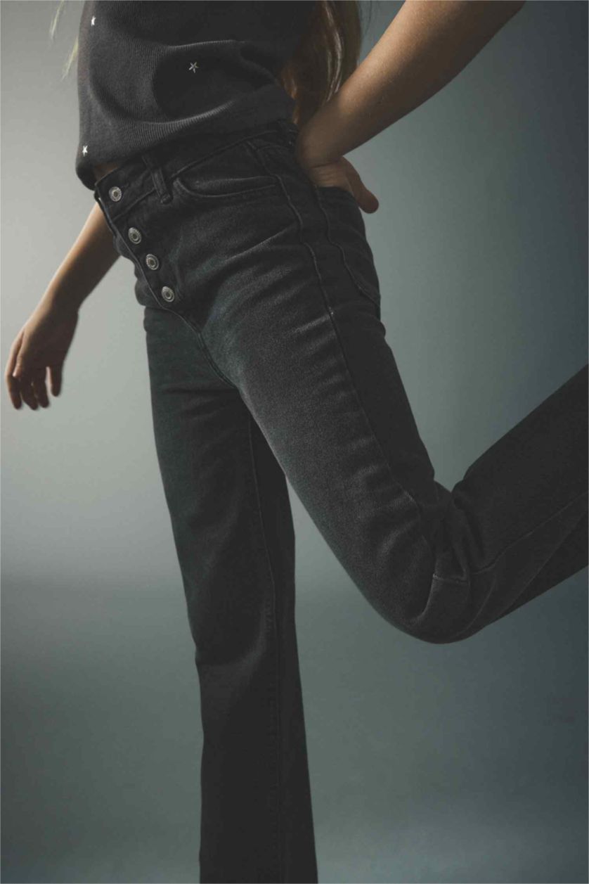 FILLES Noir Jean à jambes larges pour fille