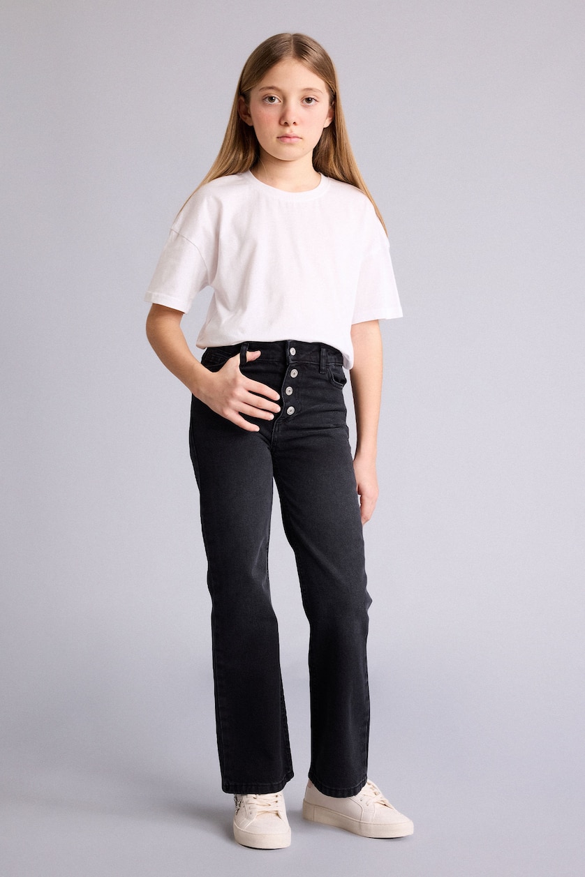Girls & Teens Black Girl Wide Leg Jeans