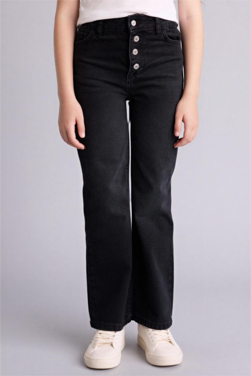 FILLES Noir Jean à jambes larges pour fille