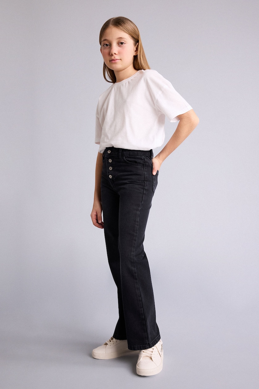 Girls & Teens Black Girl Wide Leg Jeans