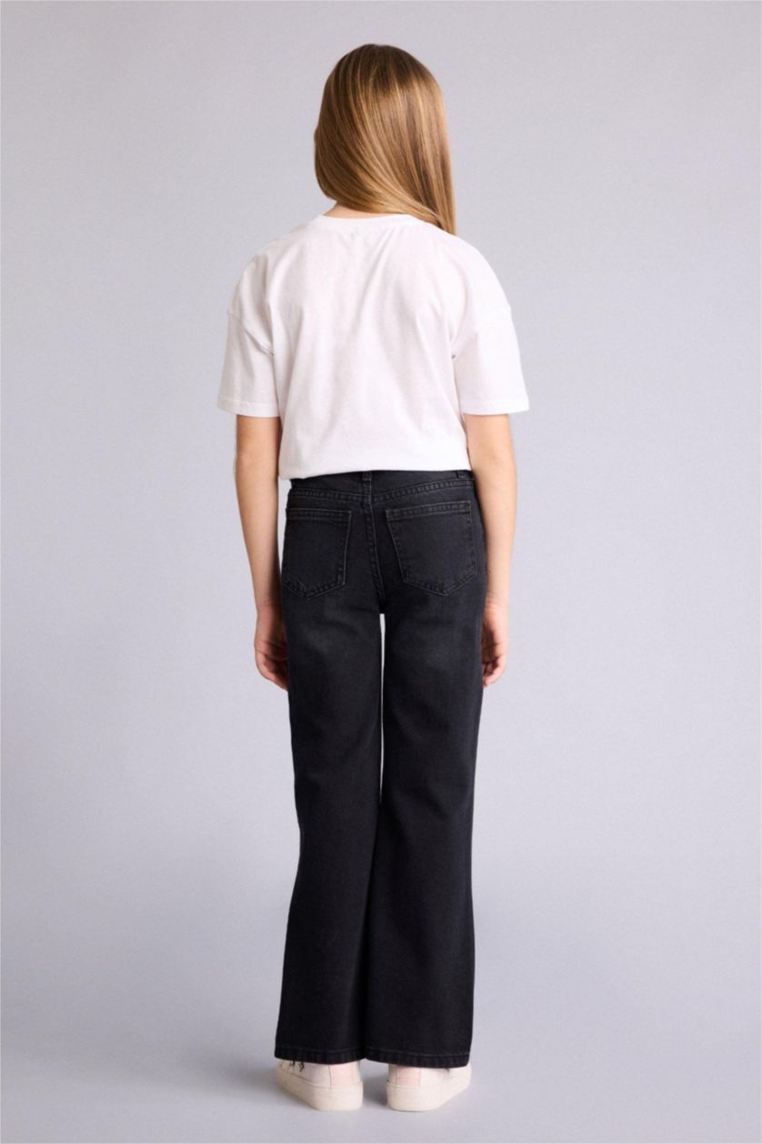 FILLES Noir Jean à jambes larges pour fille