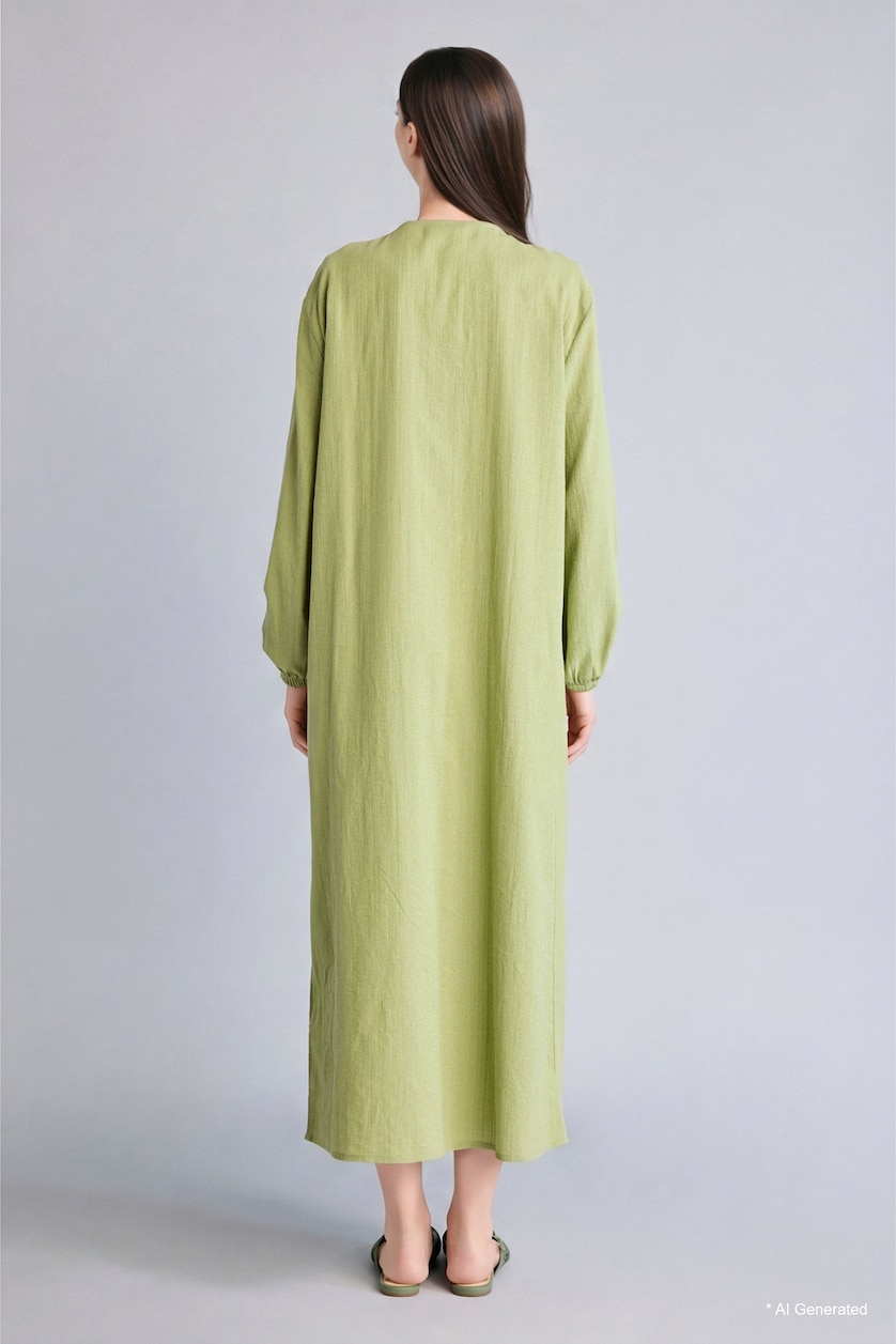 FEMME Vert Kimono à col rond à nœuds Coupe régulière