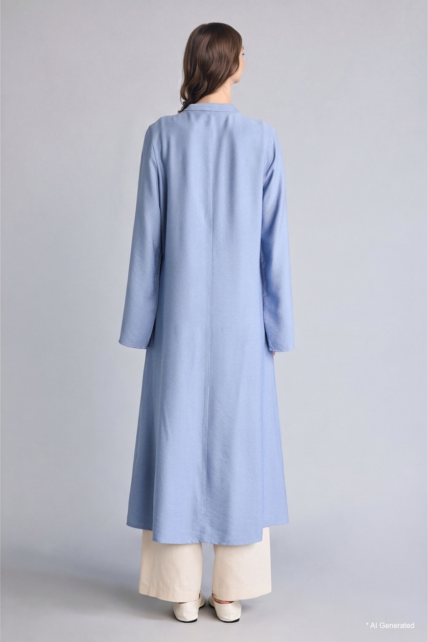WOMAN Blue Regular Fit Crew Neck Kimono