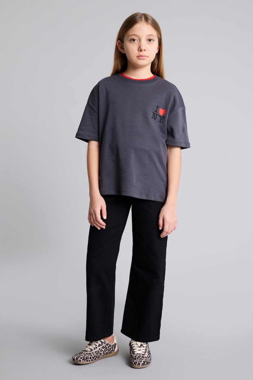 Young Girls - Teen Girls Anthracite Girl I Love NY Oversize T-Shirt