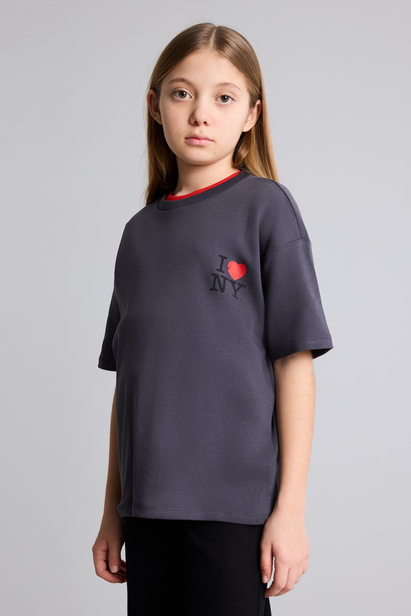 Young Girls - Teen Girls Anthracite Girl I Love NY Oversize T-Shirt