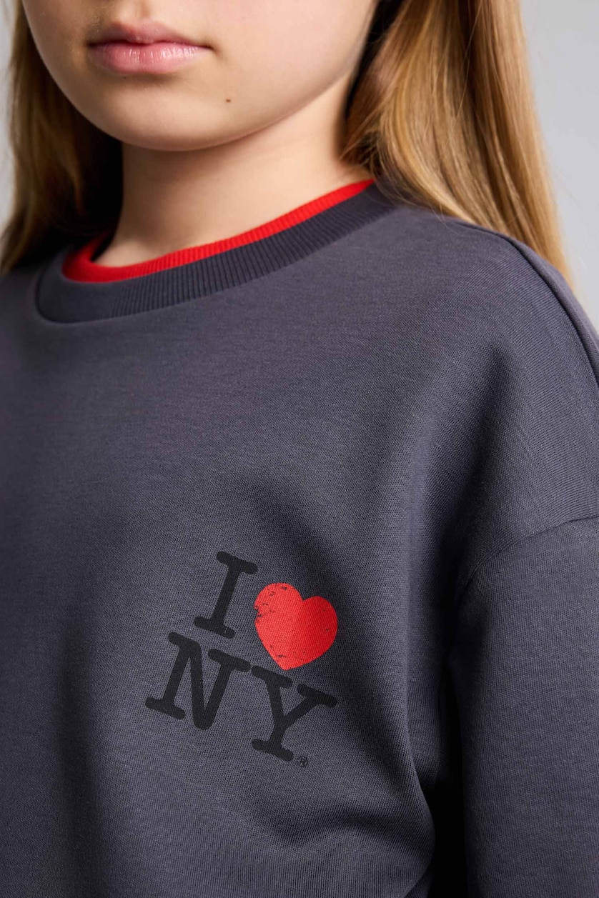 Young Girls - Teen Girls Anthracite Girl I Love NY Oversize T-Shirt