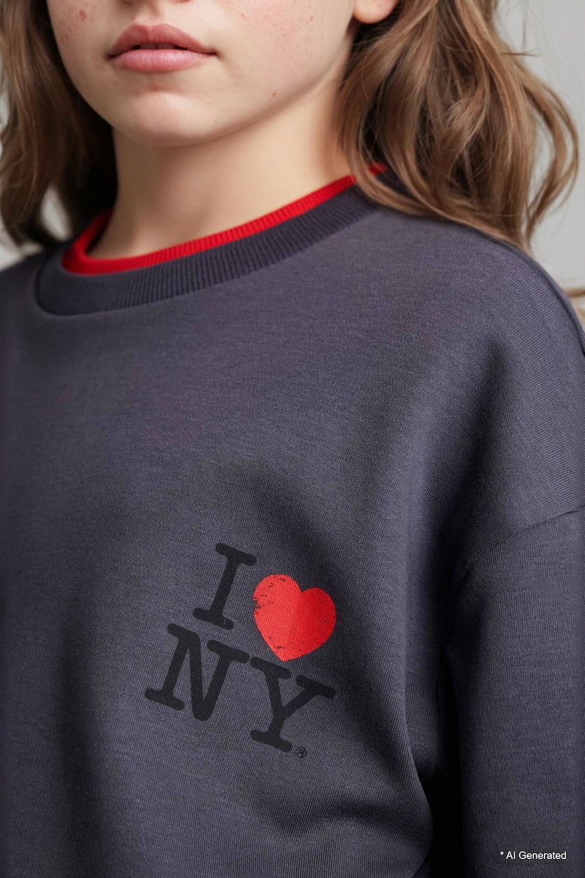 Young Girls - Teen Girls Anthracite Girl I Love NY Oversize T-Shirt