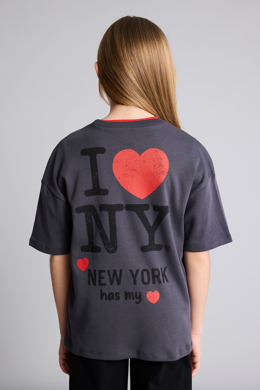 Young Girls - Teen Girls Anthracite Girl I Love NY Oversize T-Shirt