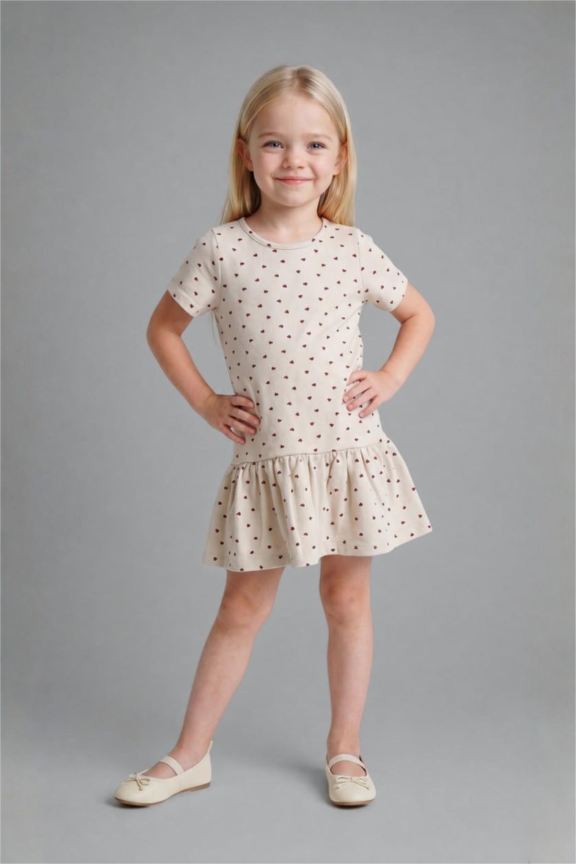 BABY GIRL Beige Girl Patterned Long Sleeve Dress