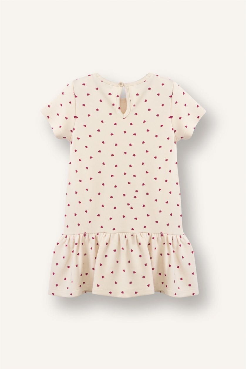 Kız Bebek Bej Desenli Elbise Kız Bebek