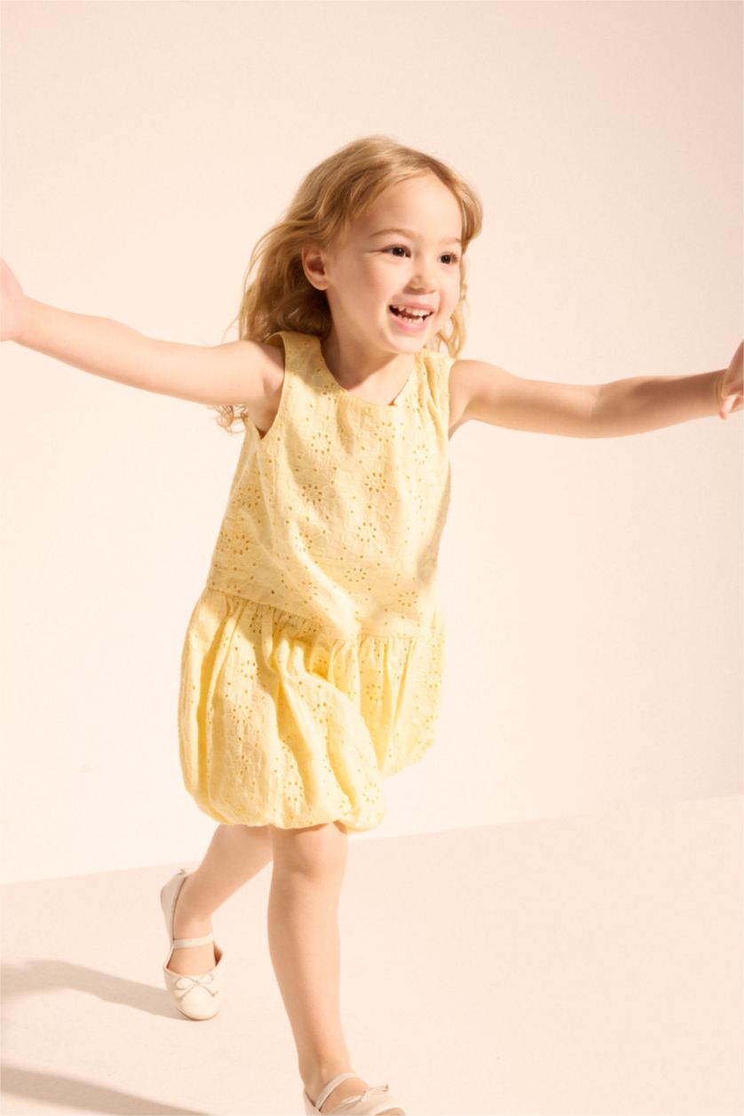 Baby Girls Dark Yellow Woven Dress