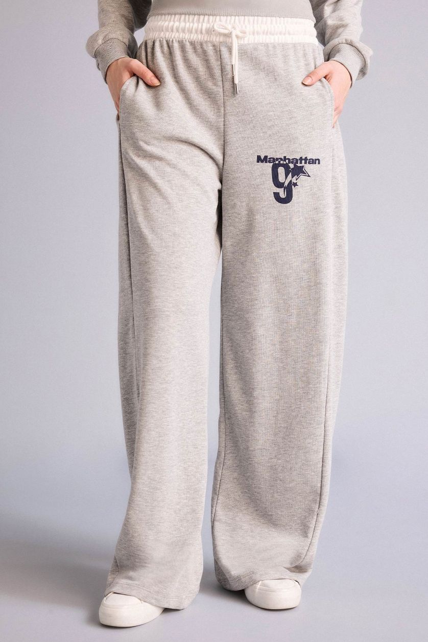 Woman Grey Melange Printed Trousers