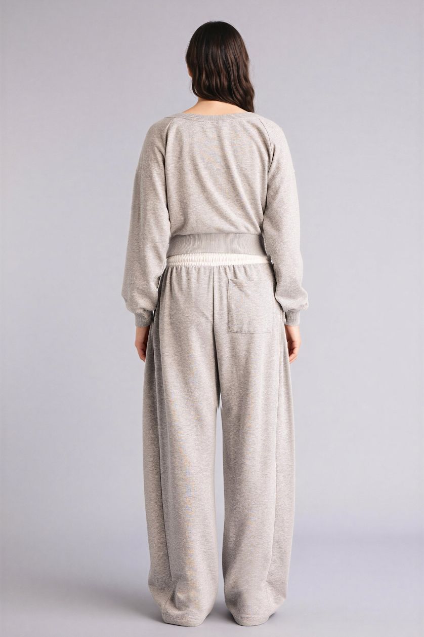 Woman Grey Melange Printed Trousers