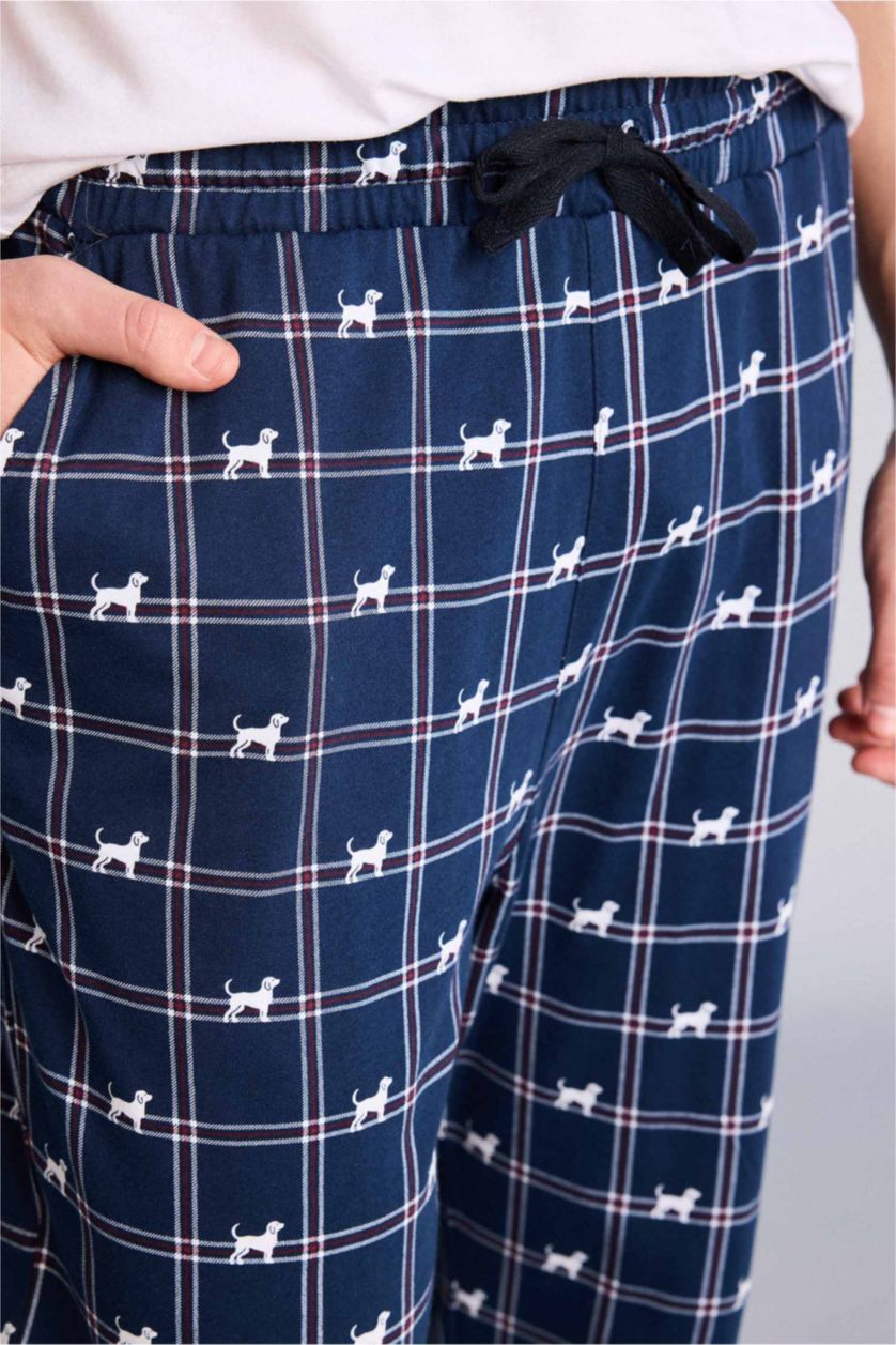 MAN NAVY Regular Fit Printed Knitted Bottoms