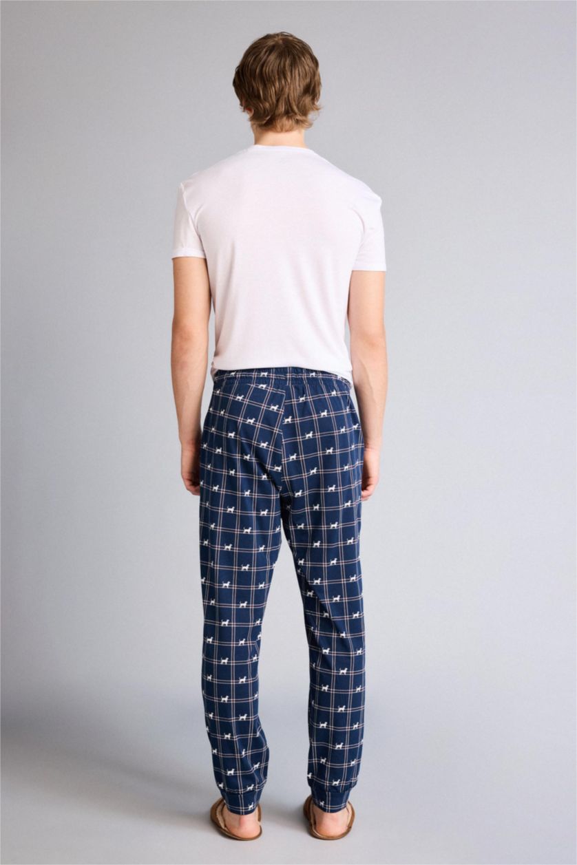 MAN NAVY Regular Fit Printed Knitted Bottoms